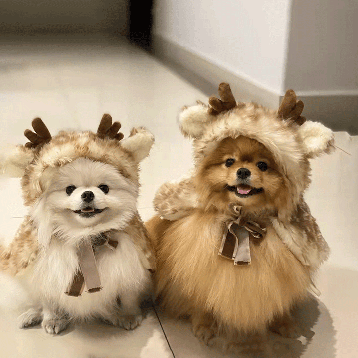 Pet Clothing Plush Elk Cape Dog & Cat Costumes