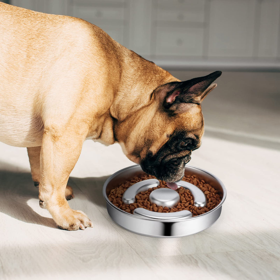 Slow Feeder Dog Bowls 3 Cups Large, Food Grade 304 Stainless Steel