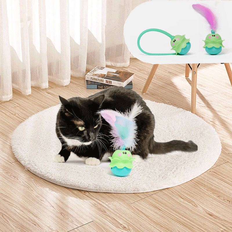 Interactive Tumbler Cat Toy, Cat Feather Toy with Extra Silicone Tail Smart Cat Toy