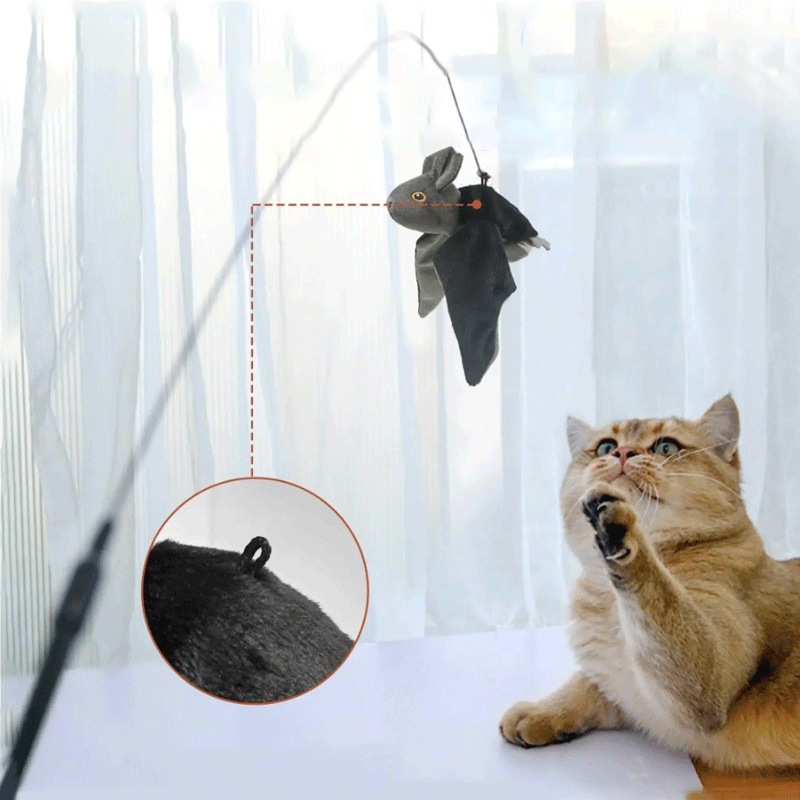 Flapping Bat Cat Toys, Rechargeable Hanging Bat Cat Toy Can Use for Cat Teaser Stick