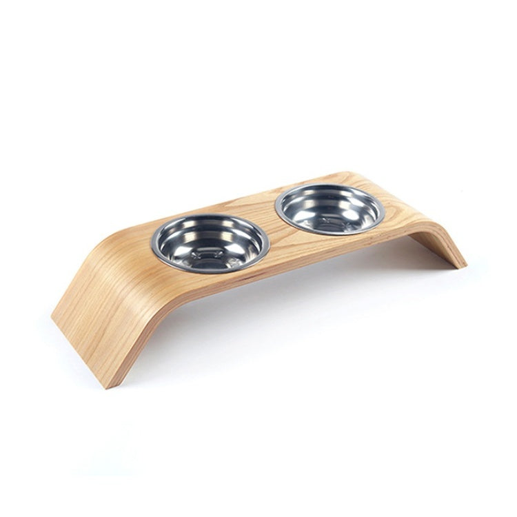 Double Bowl Solid Wood Bowl Rack