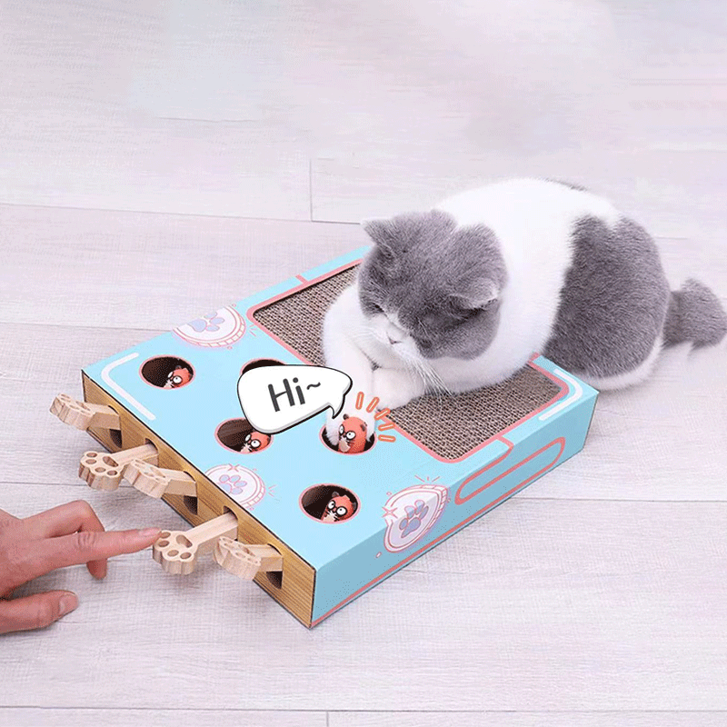 Cat Whack A Mole Toy with Scratching Pad, Relieve Boredom and Train IQ