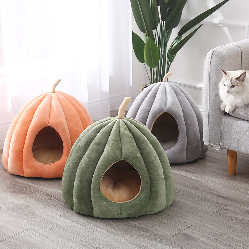 Pumpkin Hooded Dog Bed for Small Cats Dogs Puppy Kitten Rabbit