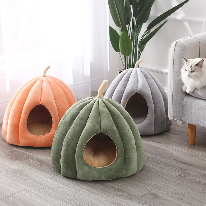 Pumpkin Hooded Dog Bed for Small Cats Dogs Puppy Kitten Rabbit