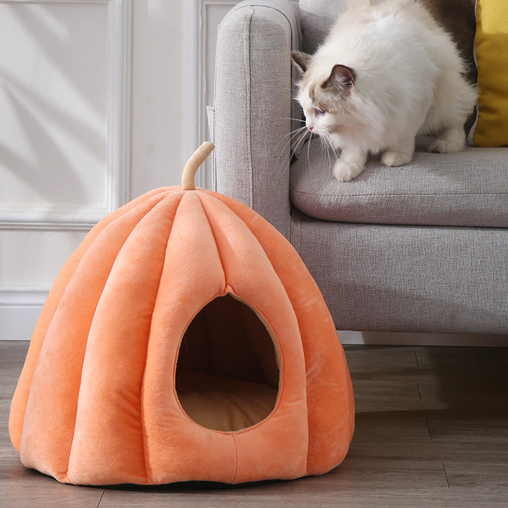 Pumpkin Hooded Dog Bed for Small Cats Dogs Puppy Kitten Rabbit