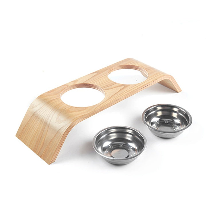 Double Bowl Solid Wood Bowl Rack