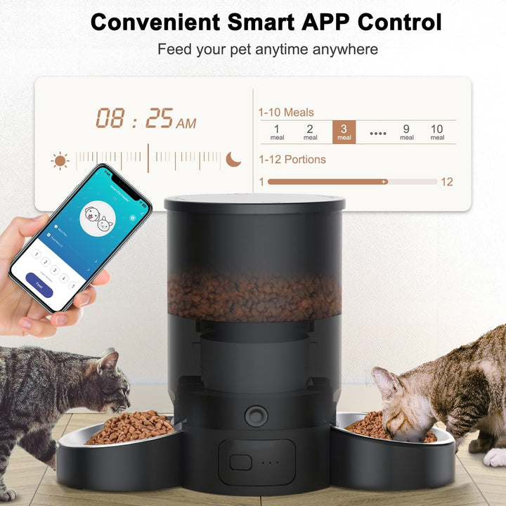 Smart App Automatic Pet Feeder for Two Cats