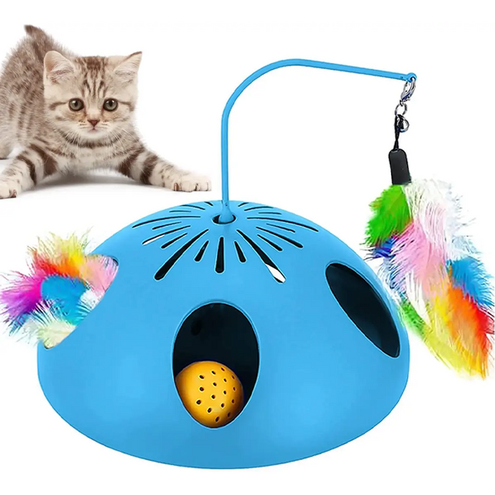 Interactive Cat Toys, Automatic Spinning Feather and Cat Ball Track