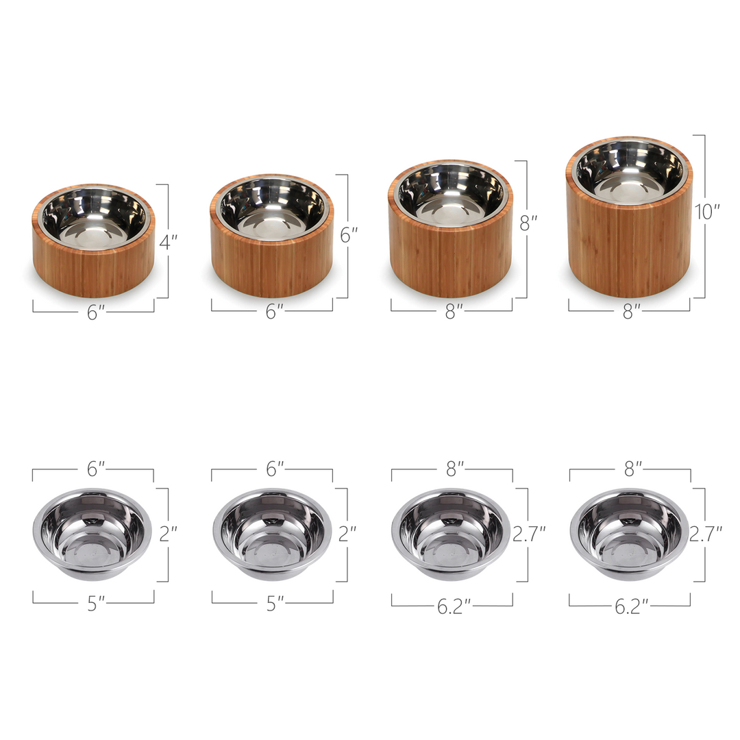 Solid Wood Stainless Steel Pet Bowl