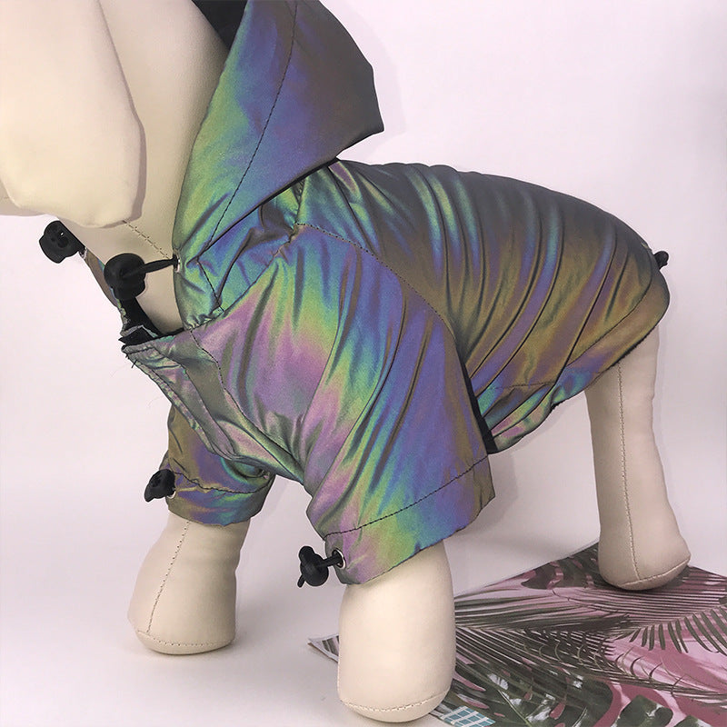 Pet Rainbow Reflective Night Walk Safety Rain Jacket