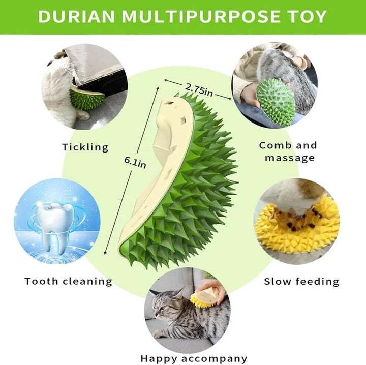 Durian Cat Scratcher with Catnip, Durian Self-Adhesive Dental Cleaning Cat Comb