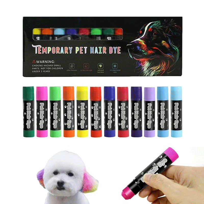 Washable Pet Fur Paint Dye For Your Pets Temporary Colors Hair Painting Pens– Set of 12