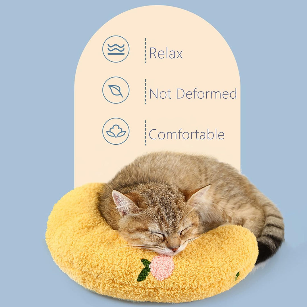 Pillows for Indoor Cats，Fluffy Cat Bed Pillow  3Pack(Pink&Blue&Yellow)