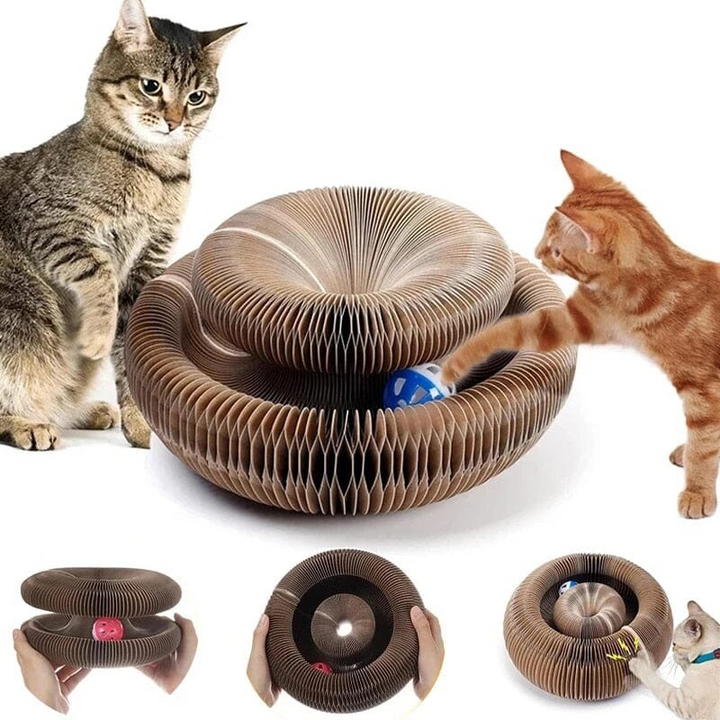 Foldable Magic Organ Cat Scratching Board with Toy Ball