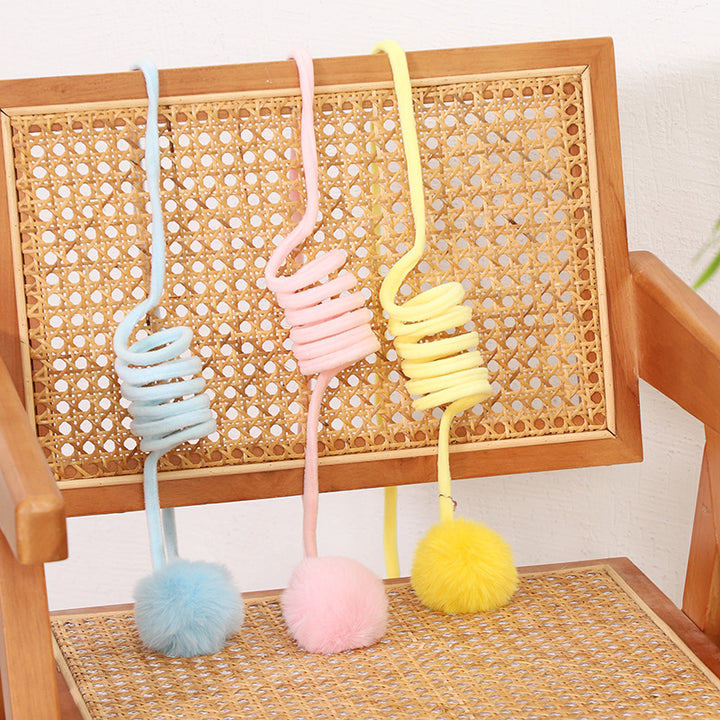 Cat Spring Toys, Hanging Cat Toy with Bell and Plush Ball