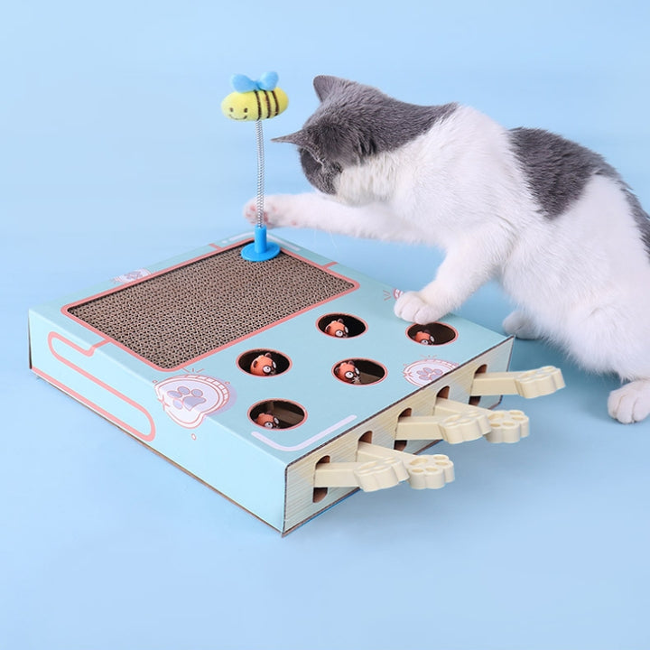 Cat Whack A Mole Toy with Scratching Pad, Relieve Boredom and Train IQ