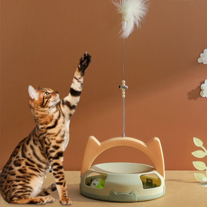 Funny Cat Stick Toy ,Teasing Stick Feathers Fun, Pet Bal Turntable