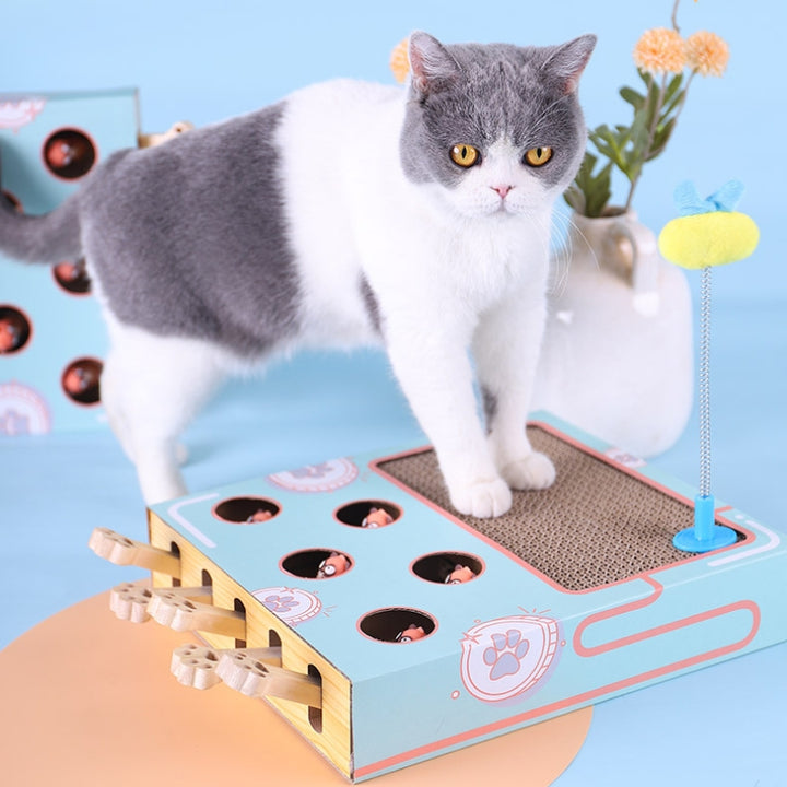 Cat Whack A Mole Toy with Scratching Pad, Relieve Boredom and Train IQ