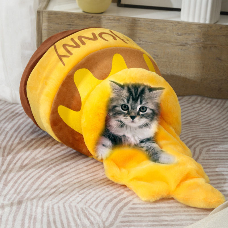 Honey Pot Cat Bed with Removable Cushion, for Small Pets