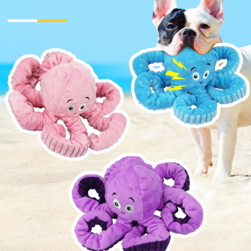 Squeaky Octopus Plush Toy for Large Breed Interactive Stuffed Dog Chew Toys