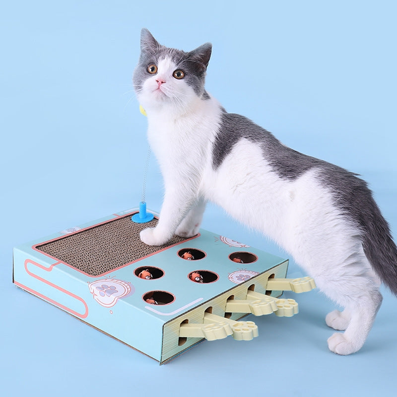 Cat Whack A Mole Toy with Scratching Pad, Relieve Boredom and Train IQ