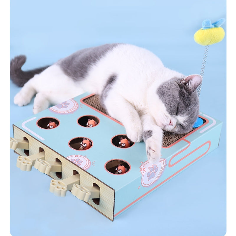 Cat Whack A Mole Toy with Scratching Pad, Relieve Boredom and Train IQ