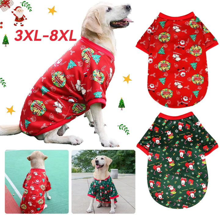 Large Dog Clothes,Pet Christmas Print Pet Jacket Costume for Christmas 3XL~8XL