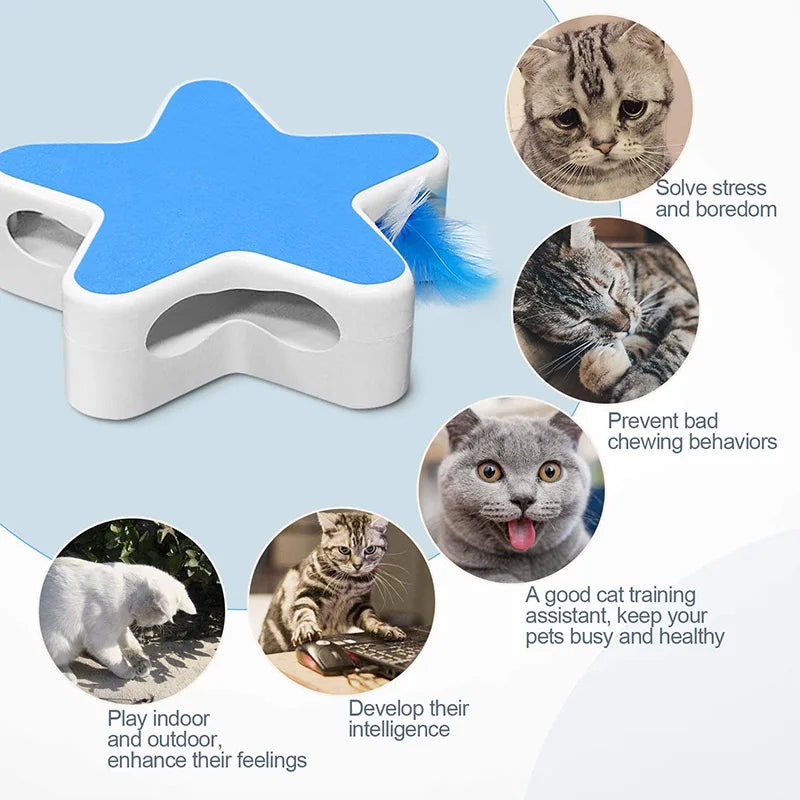 Star Interactive Cat Toy, Automatic Cat Toy Non‑slip Interactive Feather Cat Toy
