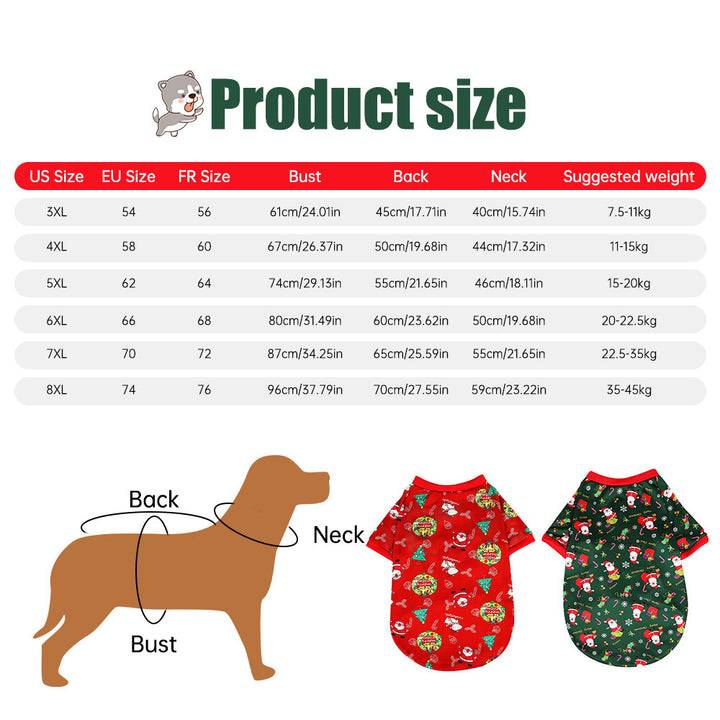 Large Dog Clothes,Pet Christmas Print Pet Jacket Costume for Christmas 3XL~8XL