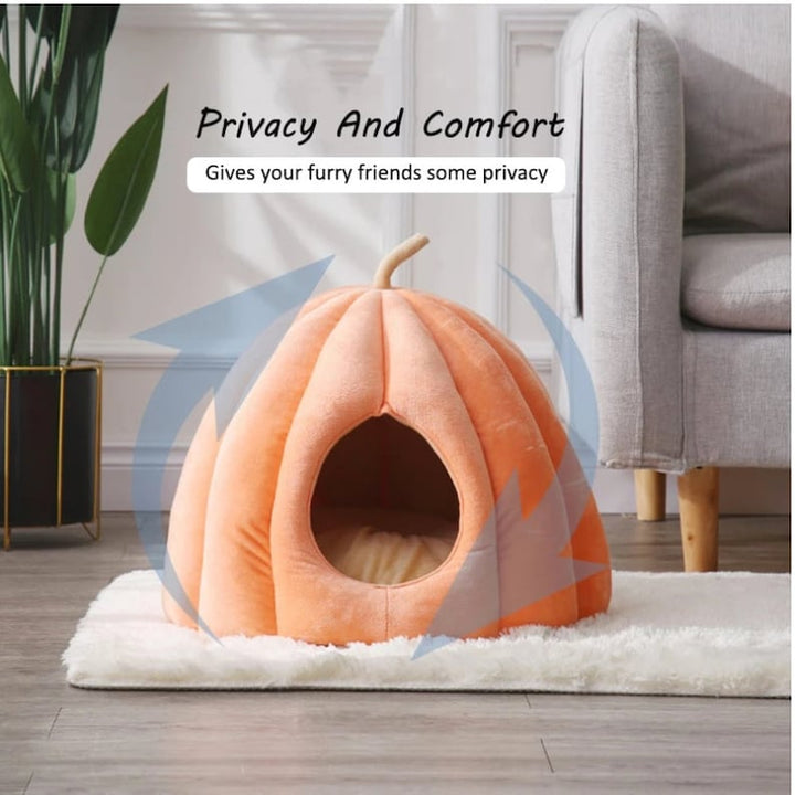 Pumpkin Hooded Dog Bed for Small Cats Dogs Puppy Kitten Rabbit