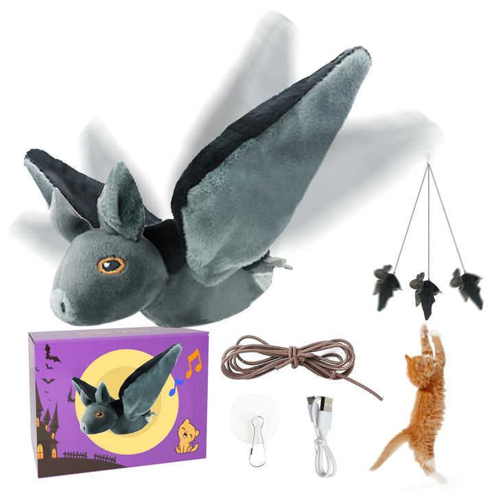 Flapping Bat Cat Toys, Rechargeable Hanging Bat Cat Toy Can Use for Cat Teaser Stick