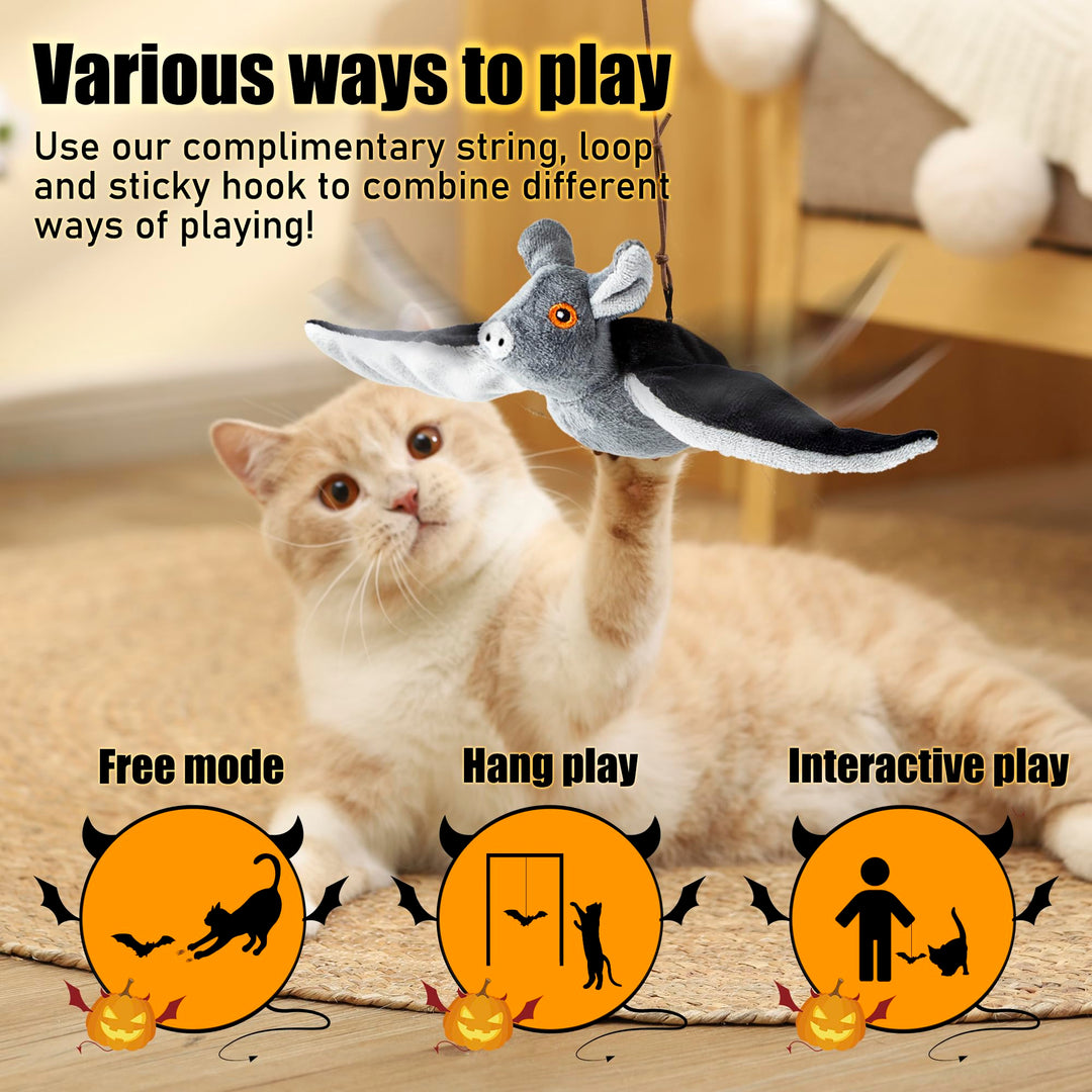 Flapping Bat Cat Toys, Rechargeable Hanging Bat Cat Toy Can Use for Cat Teaser Stick