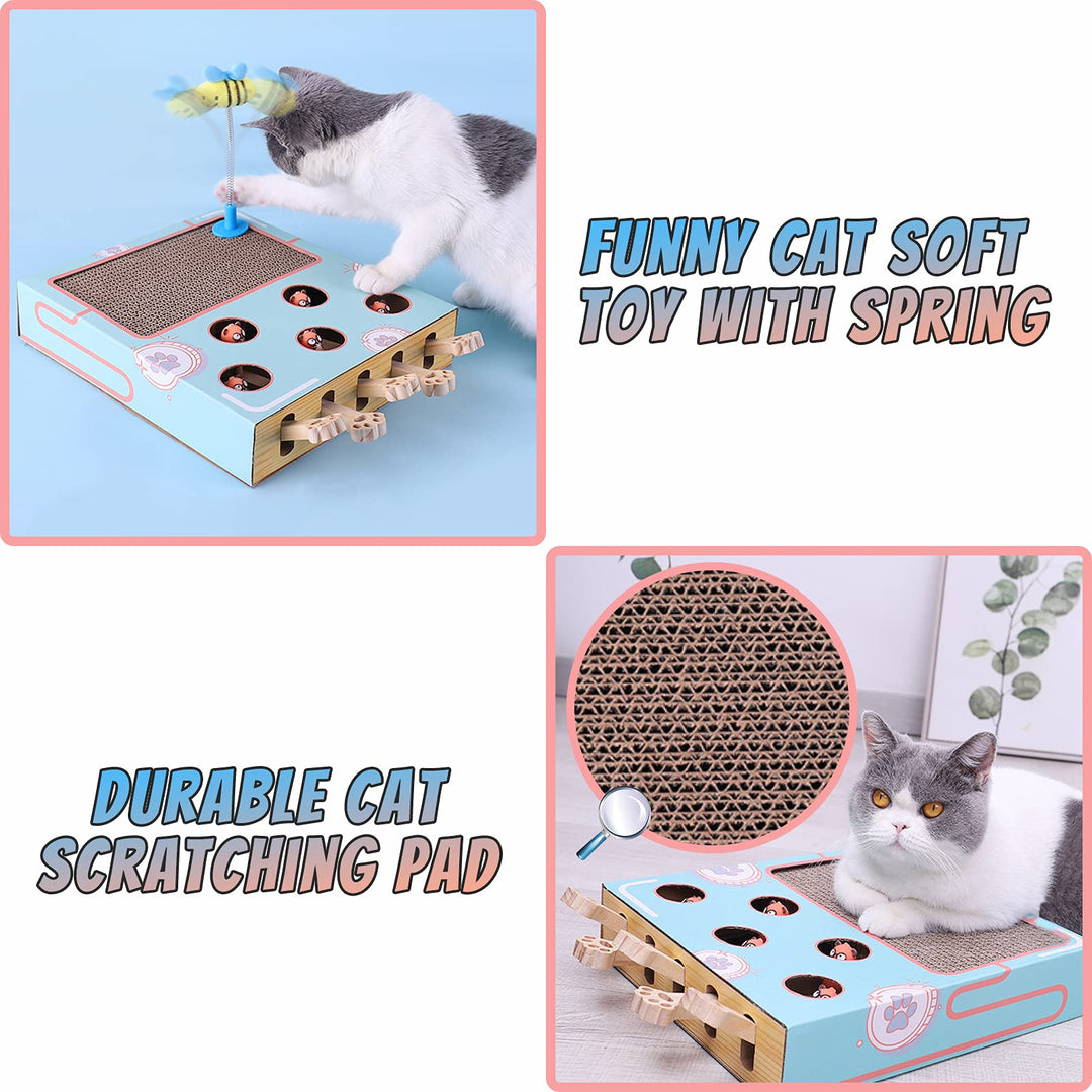 Cat Whack A Mole Toy with Scratching Pad, Relieve Boredom and Train IQ