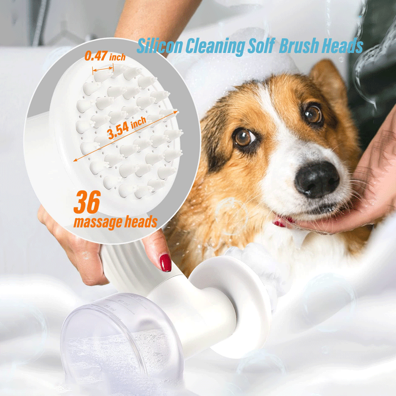 Wireless Auto-Foaming Dog Bath Brush Portable