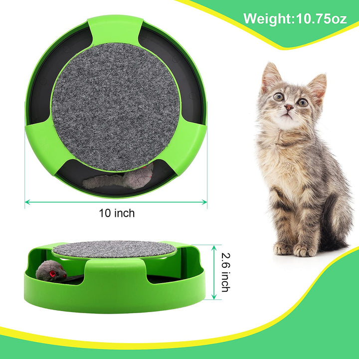 Cat Scratcher Toy with Spinning Mouse, No Batteries Required