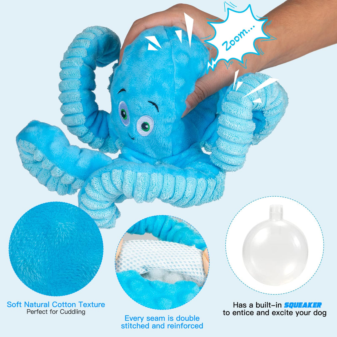 Squeaky Octopus Plush Toy for Large Breed Interactive Stuffed Dog Chew Toys