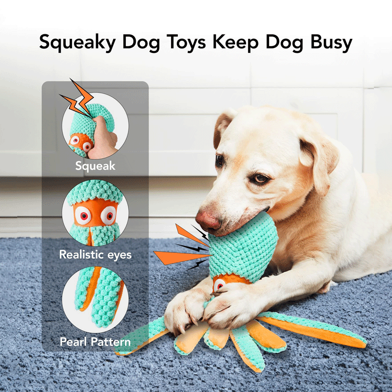 Dog Squeaky Toys Plush Octopus