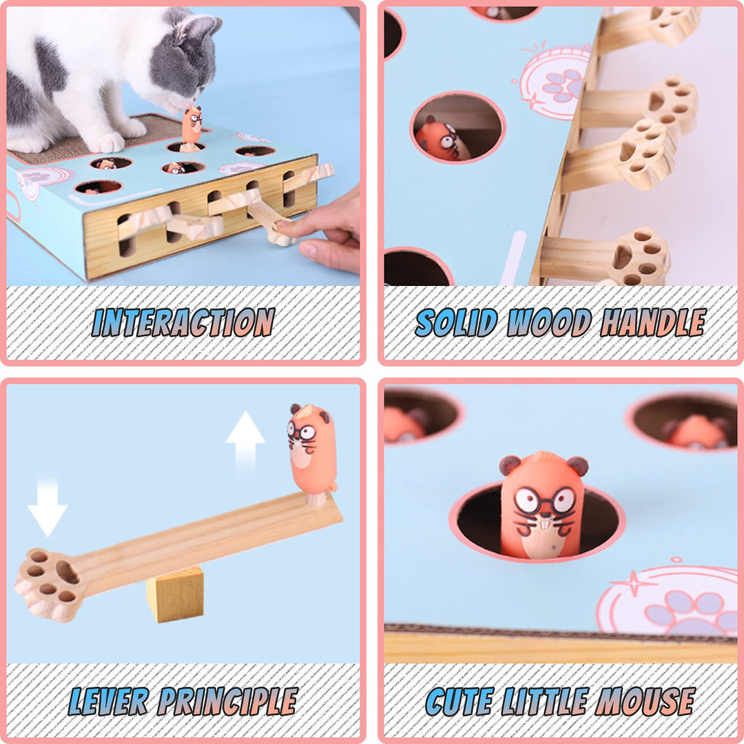 Cat Whack A Mole Toy with Scratching Pad, Relieve Boredom and Train IQ