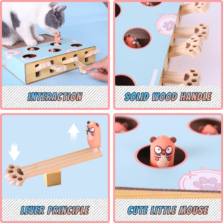 Cat Whack A Mole Toy with Scratching Pad, Relieve Boredom and Train IQ