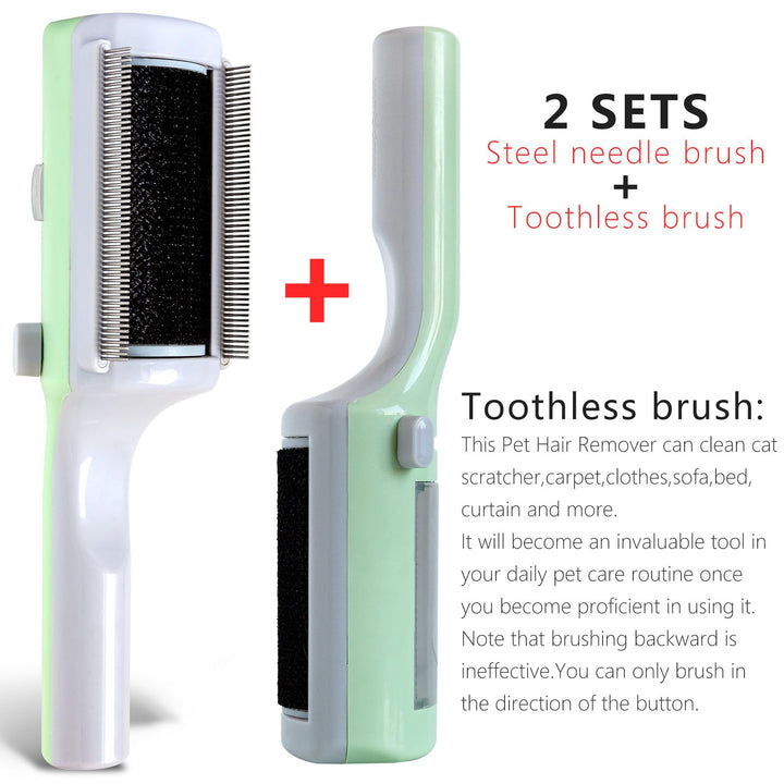 Cat Brush Set, Steel Needle Brush & Toothless Brush 2PCs