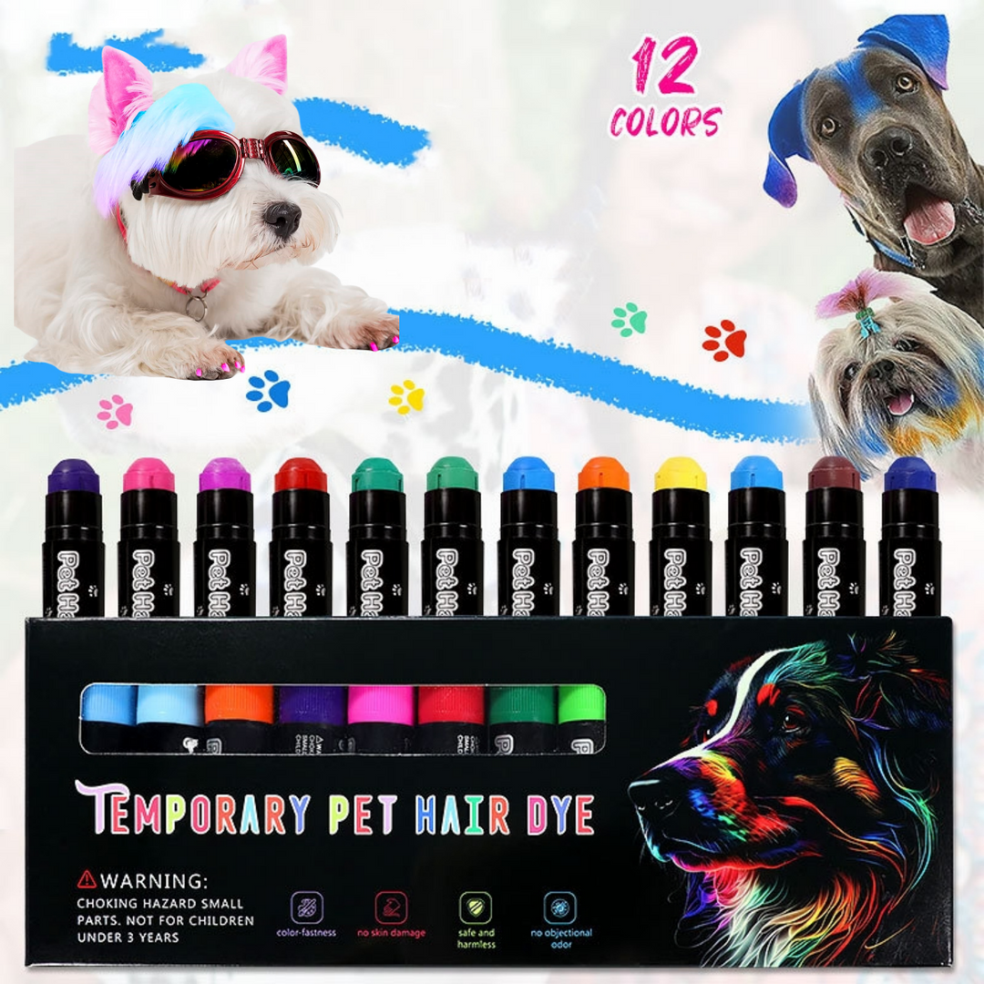 Washable Pet Fur Paint Dye For Your Pets Temporary Colors Hair Painting Pens– Set of 12