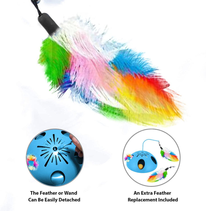 Interactive Cat Toys, Automatic Spinning Feather and Cat Ball Track