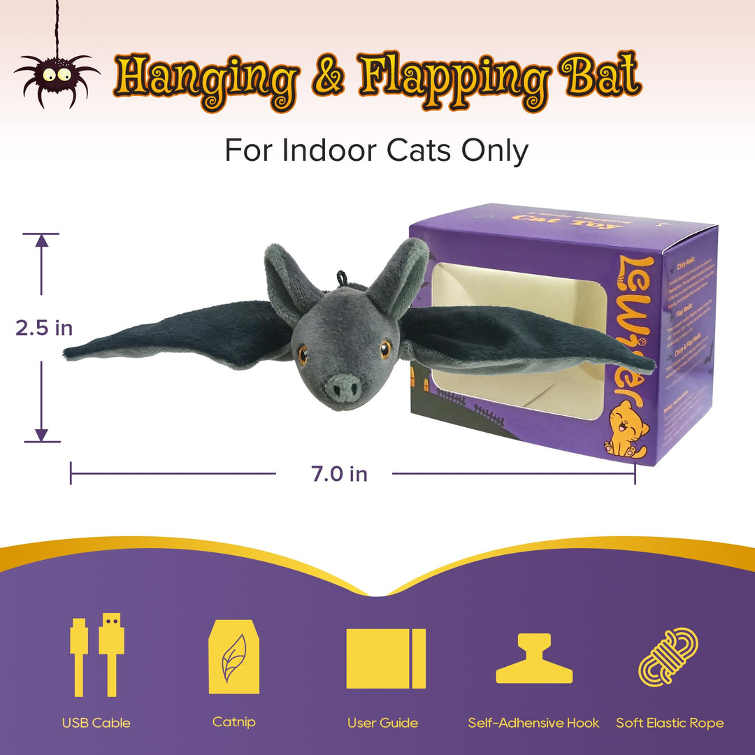 Flapping Bat Cat Toys, Rechargeable Hanging Bat Cat Toy Can Use for Cat Teaser Stick