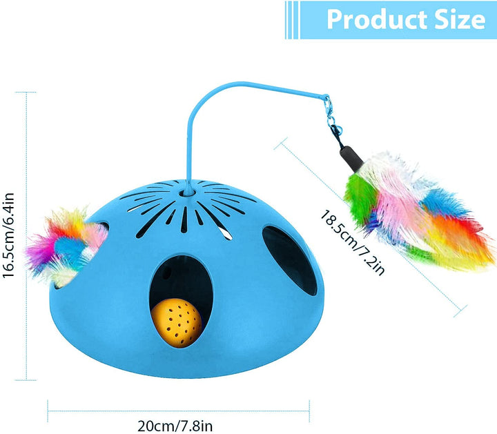 Interactive Cat Toys, Automatic Spinning Feather and Cat Ball Track